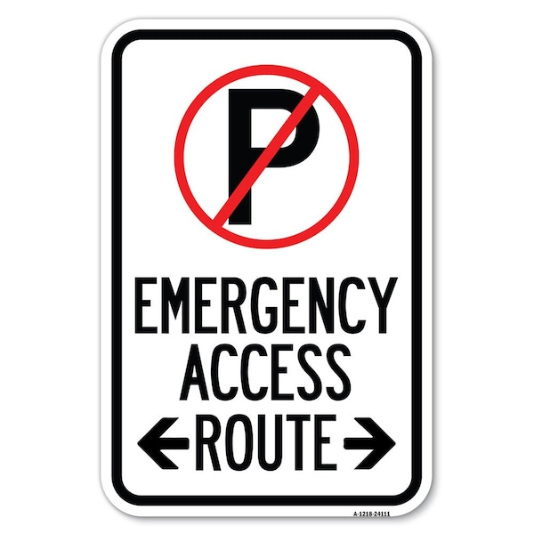 Signmission Emergency Access Route With Bidirection Heavy-Gauge Aluminum Sign, 12" x 18", A-1218-24111 A-1218-24111 - main